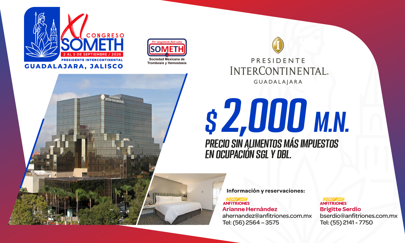 Promoción de hospedaje del hotel sede SOMETH 2026